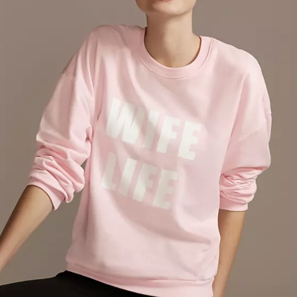 David's bridal pink wife life sweatshirt Size Small loungewear cozy
